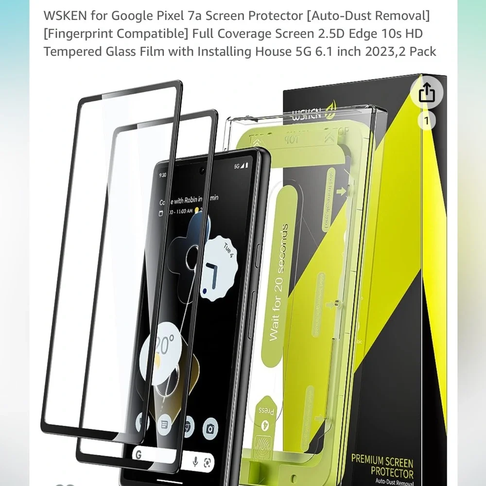WSKEN for Google Pixel 7a Screen Protector Fingerprint Compatible